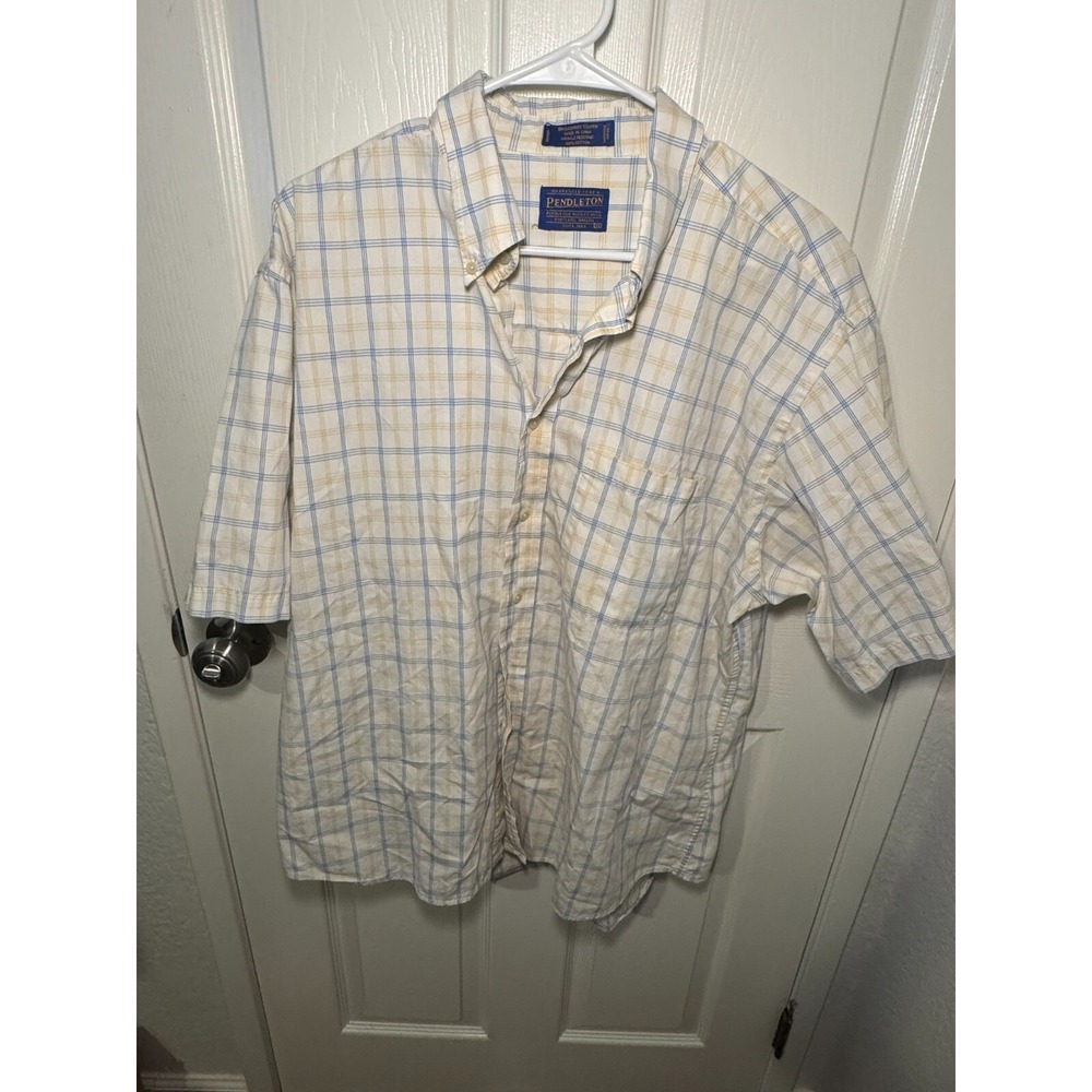 Pendleton Windowpane Pattern Shirt Button Down Sz… - image 1